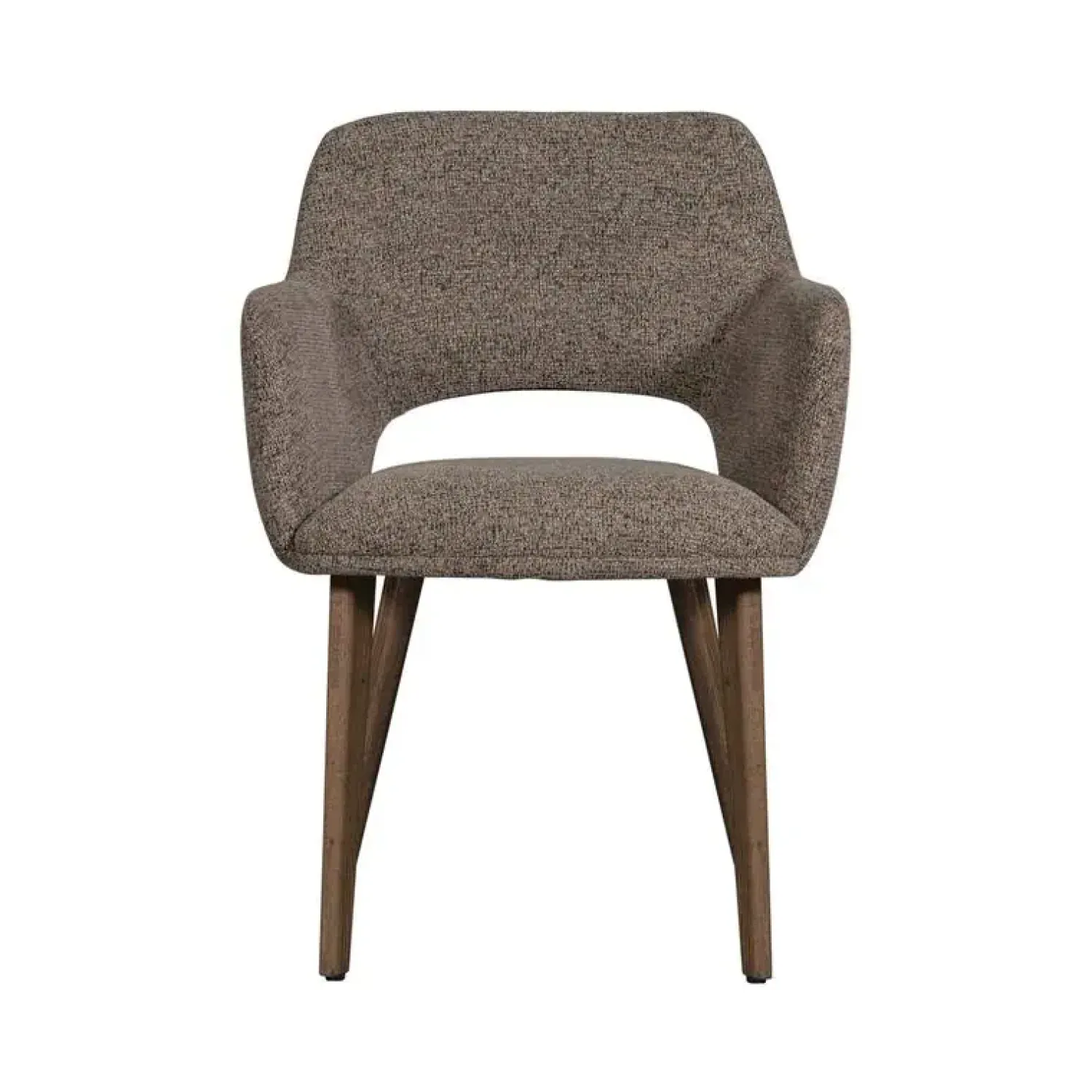 WOOOD Eetkamerstoelen|Murat Eetkamerstoel Taupe Met Houten Poot Bruin