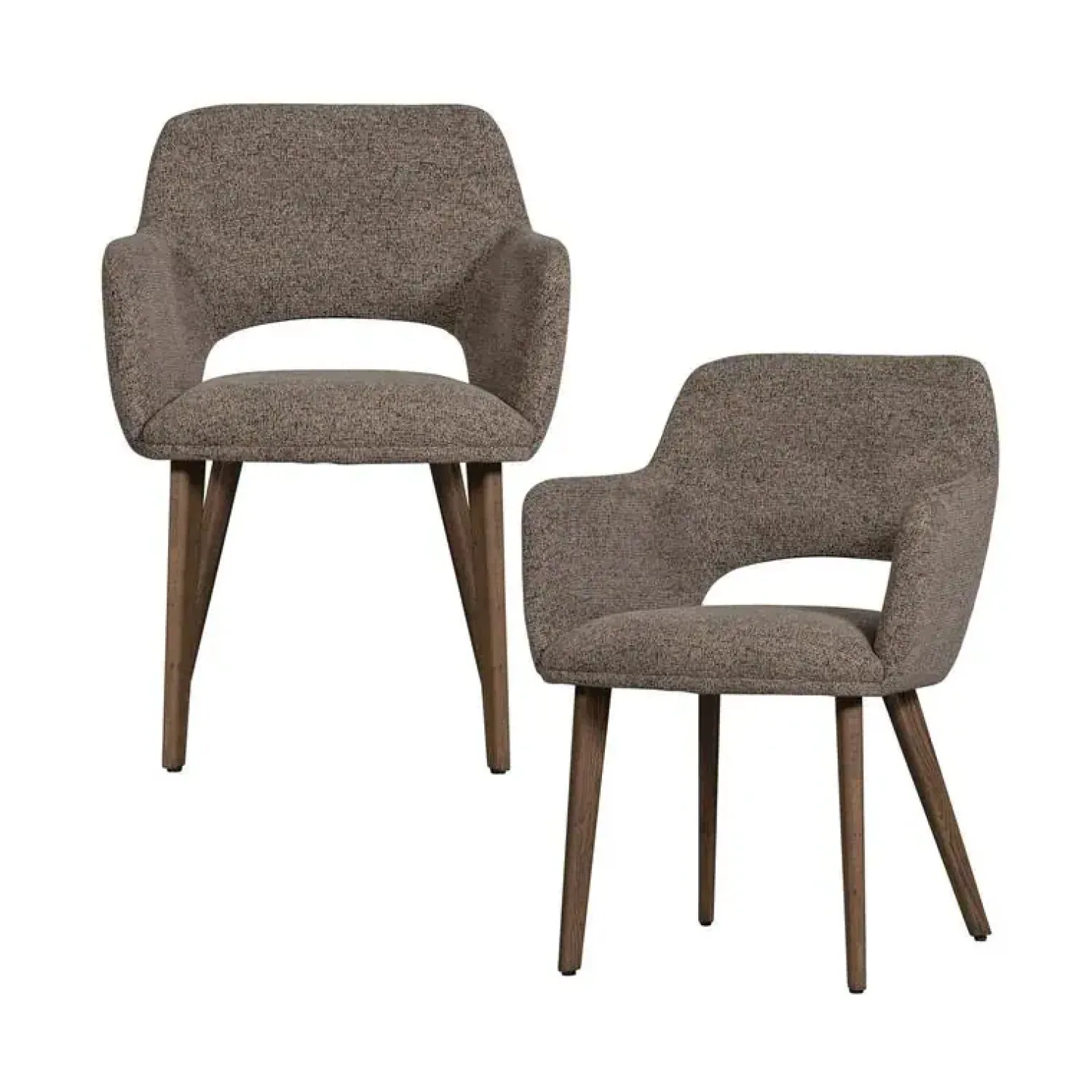 WOOOD Eetkamerstoelen|Murat Eetkamerstoel Taupe Met Houten Poot Bruin