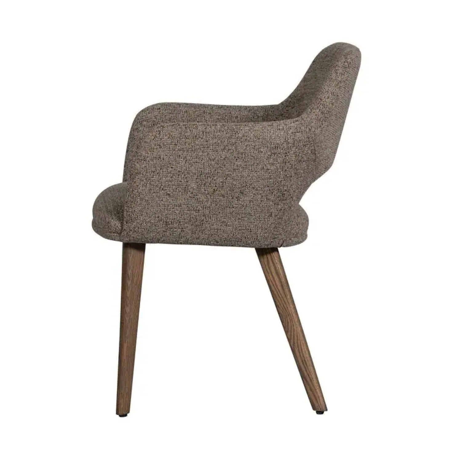 WOOOD Eetkamerstoelen|Murat Eetkamerstoel Taupe Met Houten Poot Bruin