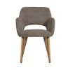 WOOOD Eetkamerstoelen|Murat Eetkamerstoel Taupe Met Houten Poot Naturel