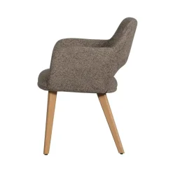 WOOOD Eetkamerstoelen|Murat Eetkamerstoel Taupe Met Houten Poot Naturel