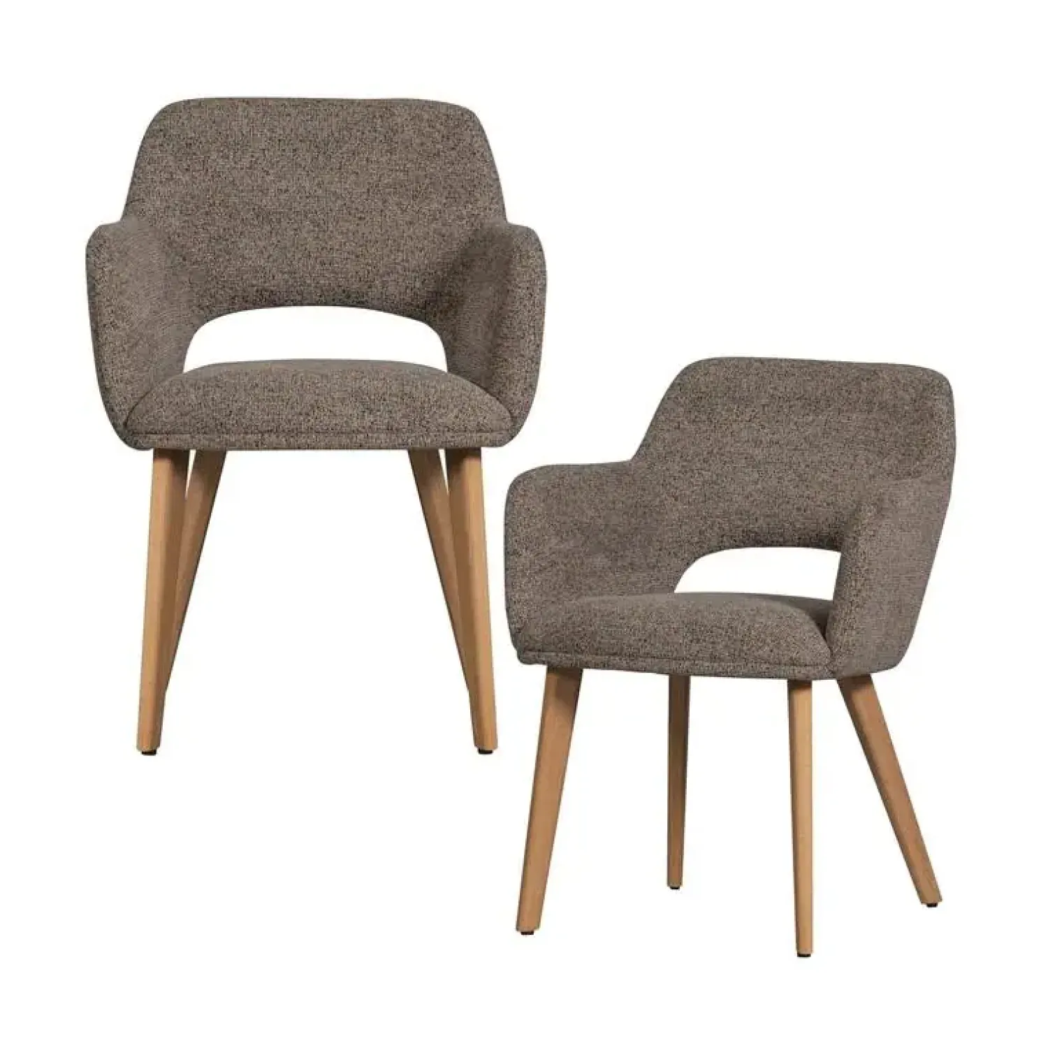 WOOOD Eetkamerstoelen|Murat Eetkamerstoel Taupe Met Houten Poot Naturel