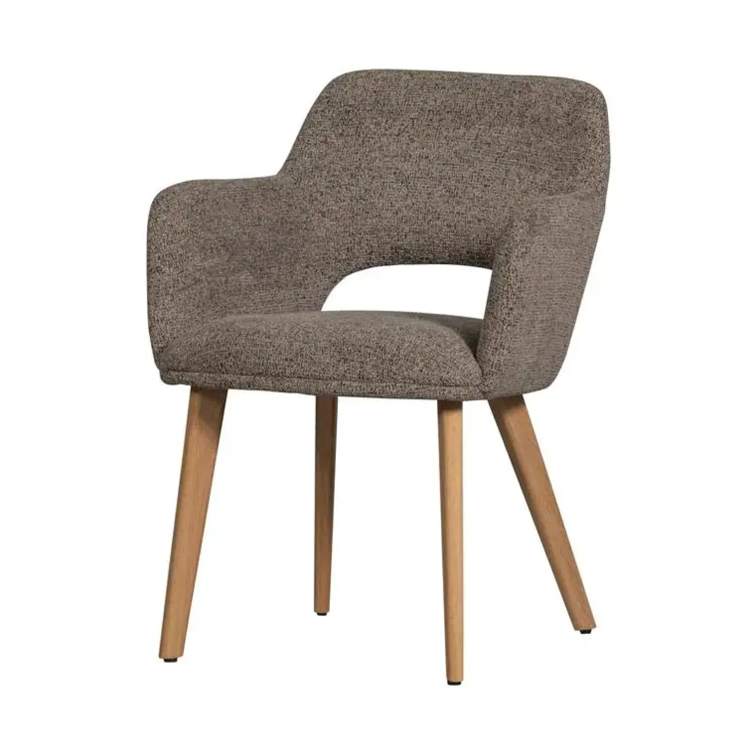 WOOOD Eetkamerstoelen|Murat Eetkamerstoel Taupe Met Houten Poot Naturel