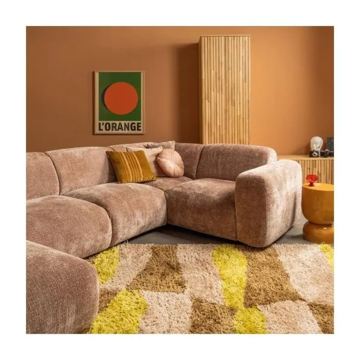 WOOOD Vloerkleden|Musa Vloerkleed Grafisch Dessin Naturel/Geel 170x240cm