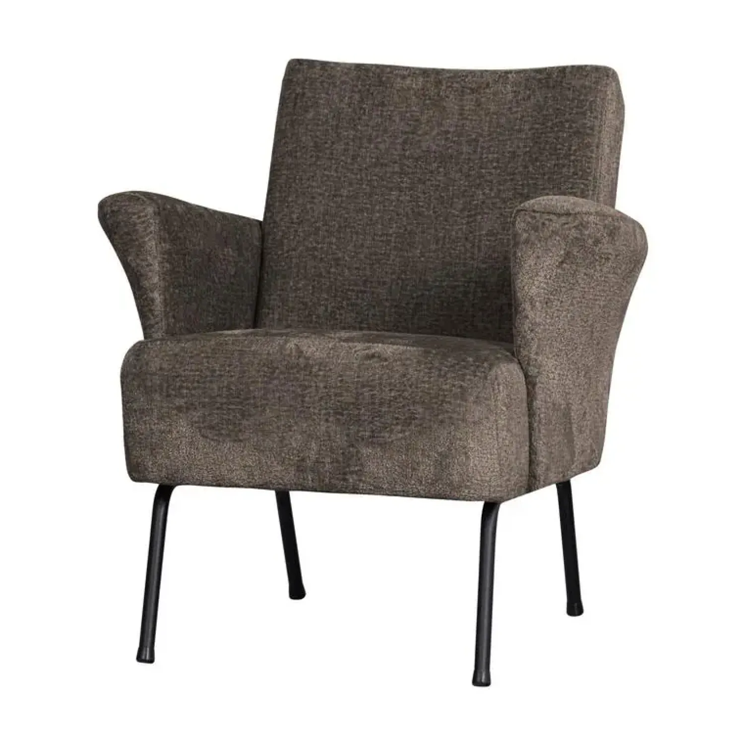 WOOOD Fauteuils|Muse Fauteuil Grof Geweven Stof Grijs/Bruin