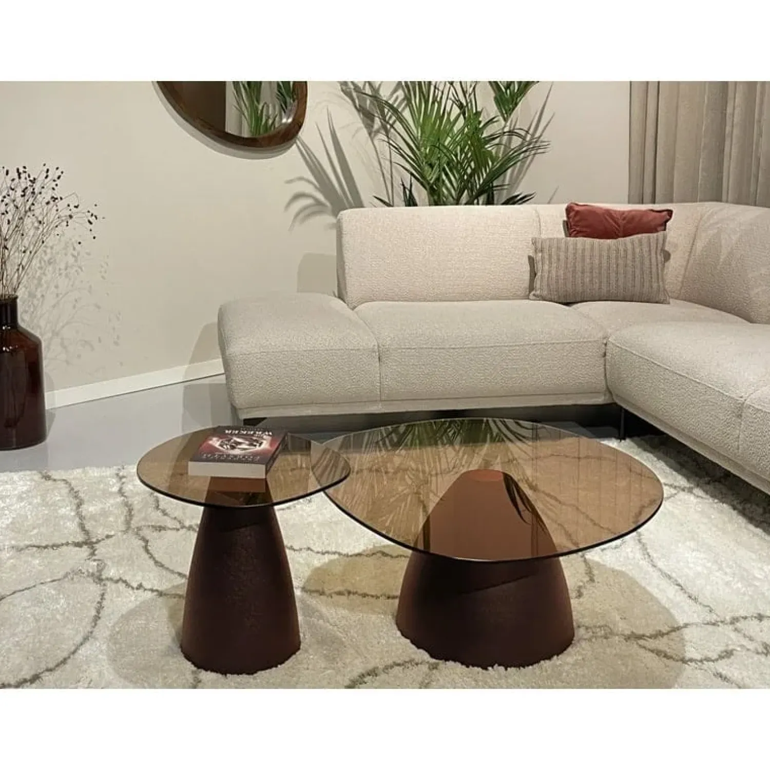 Livingfurn Salontafels|Mylon Salontafel glas Burgundy 86cm