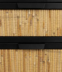 Dutchbone Nachtkastjes|Industriele Kasten|Nachtkastje Yasu Rotan Zwart 45cm