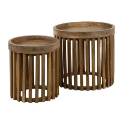 Kalfort Bijzettafels|Namra bijzettafel set van 2 mangohout