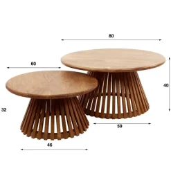 Kalfort Salontafels|Namra Salontafel set van 2 conisch Massief mangohout zandkleur