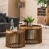 Kalfort Salontafels|Namra salontafel set van 2 mangohout zandkleur