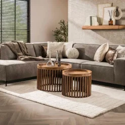 Kalfort Salontafels|Namra salontafel set van 2 mangohout zandkleur