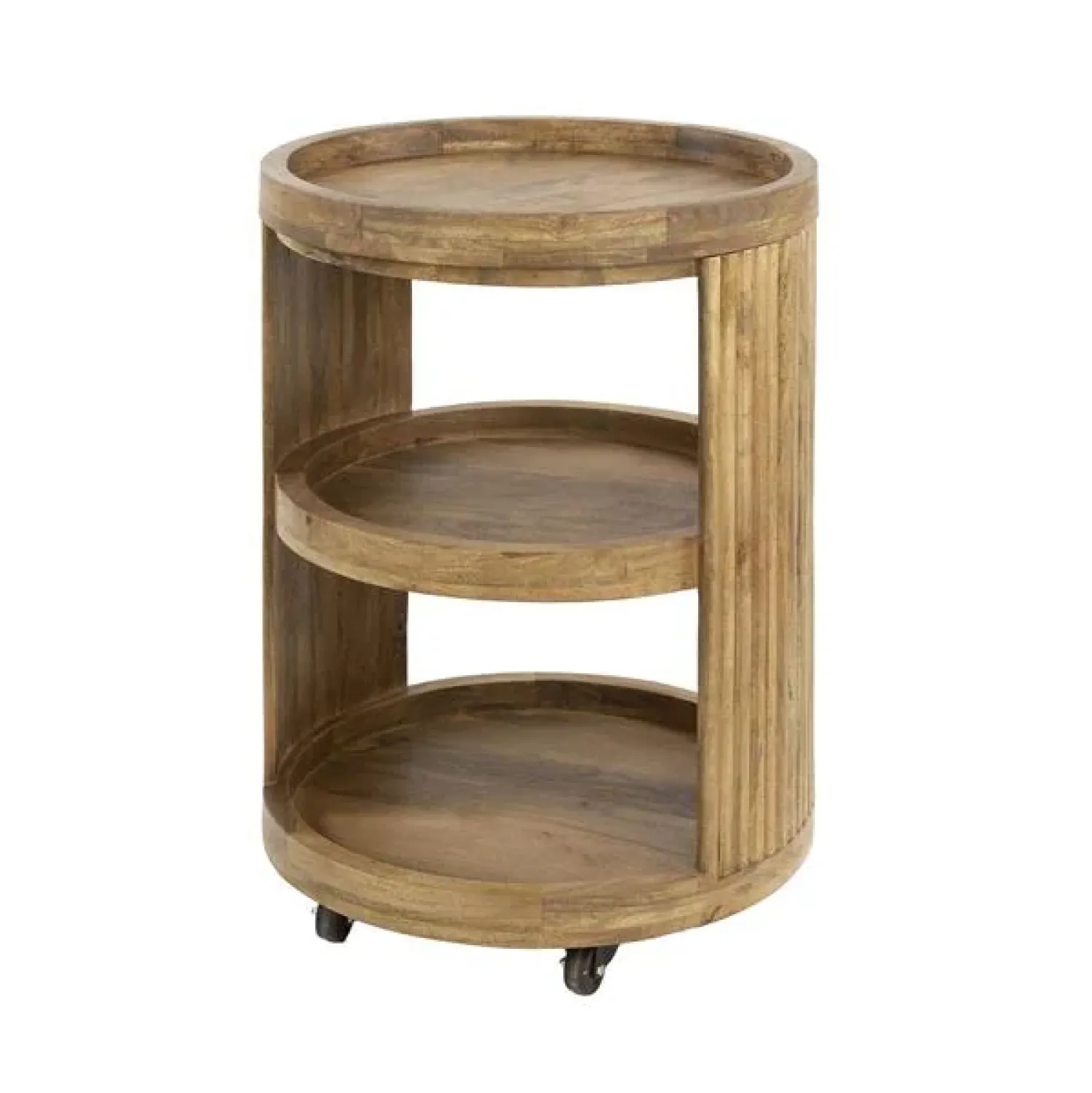Kalfort Wijnkasten|Industriele Kasten|Namra Wijntrolley Mangohout Ø55cm