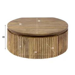 Kalfort Nachtkastjes|Industriele Kasten|Namra Zwevend Nachtkastje Rond Mangohout 50cm