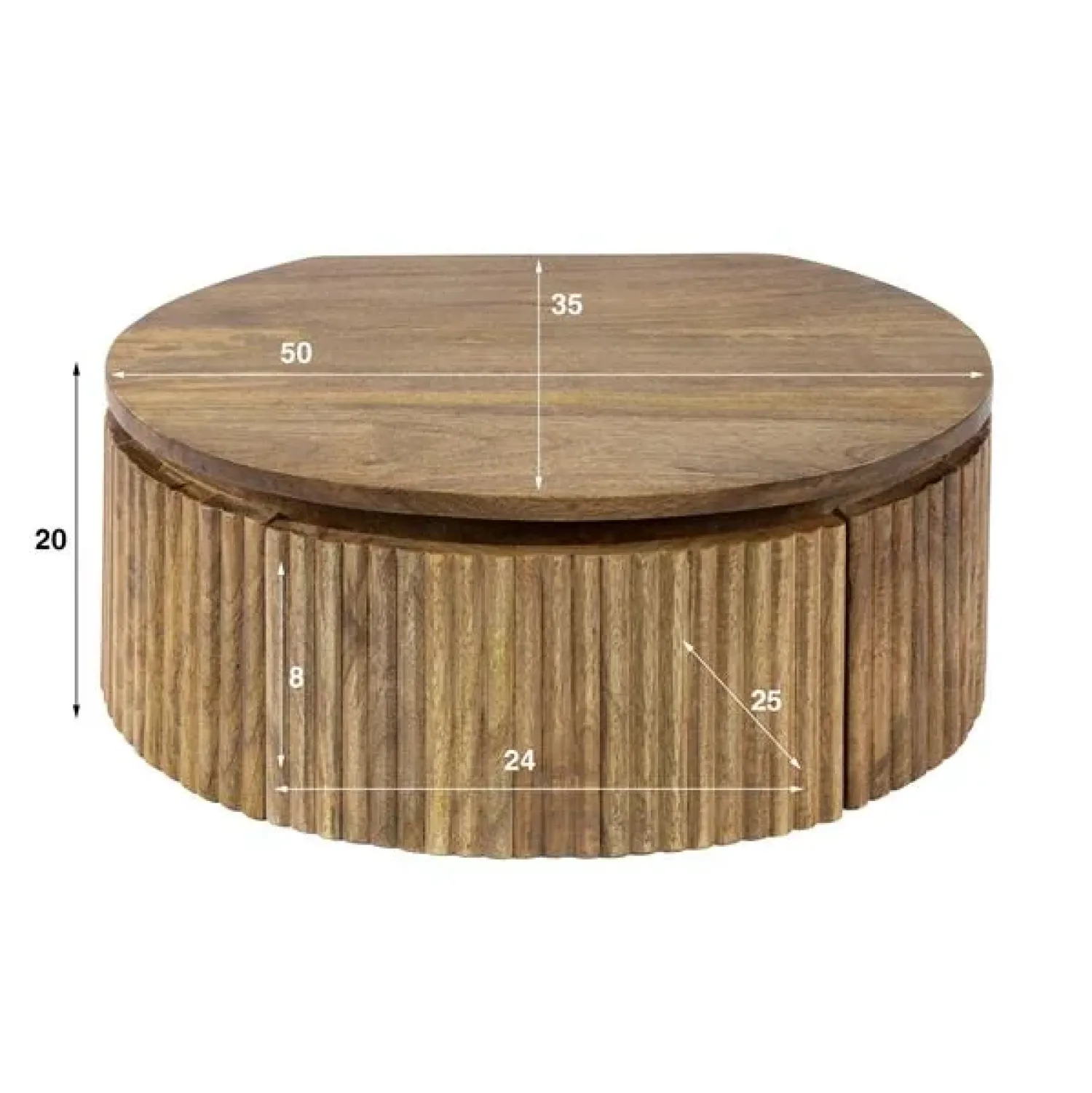 Kalfort Nachtkastjes|Industriele Kasten|Namra Zwevend Nachtkastje Rond Mangohout 50cm