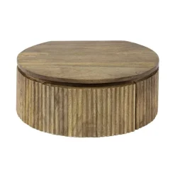 Kalfort Nachtkastjes|Industriele Kasten|Namra Zwevend Nachtkastje Rond Mangohout 50cm