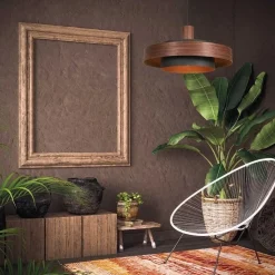 Steinmex Hanglampen|Naro 1-lichts Hanglamp Houtlook Zwart