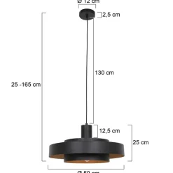 Steinmex Hanglampen|Naro 1-lichts Hanglamp Houtlook Zwart