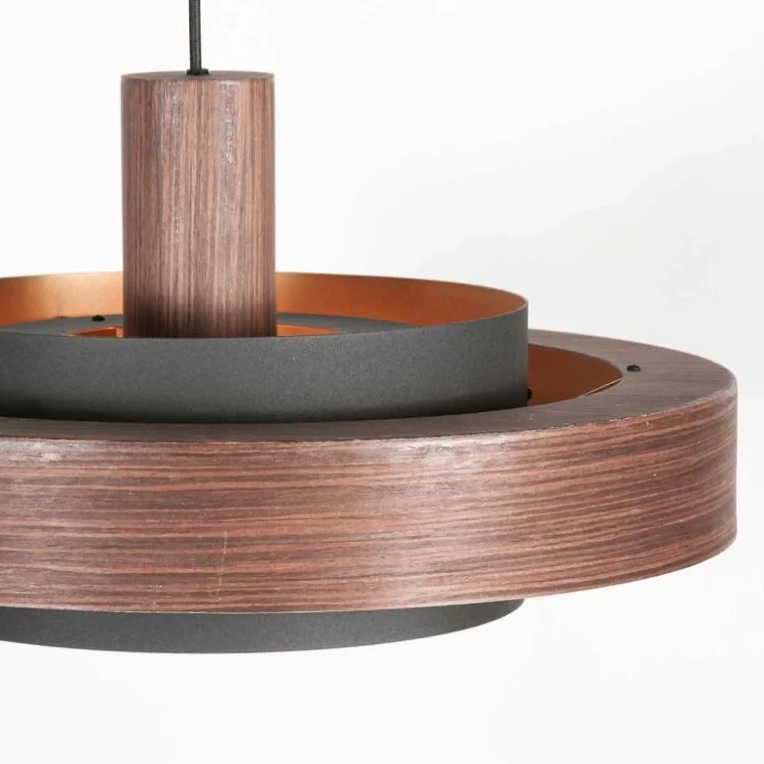 Steinmex Hanglampen|Naro 1-lichts Hanglamp Houtlook Zwart