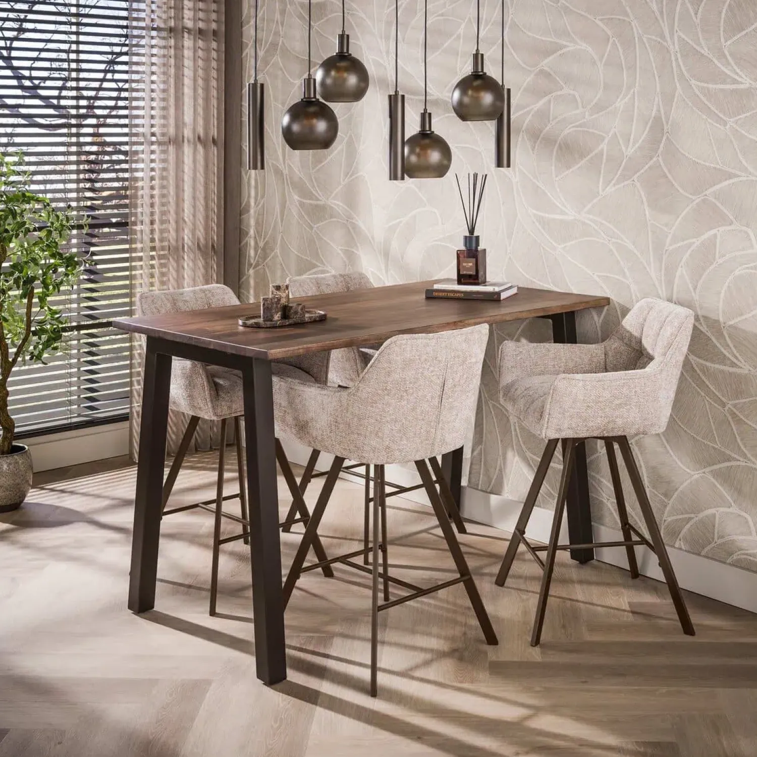 Kalfort Bartafels|Nela Bartafel Bruin acaciahout 147cm