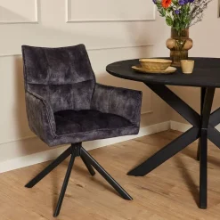 Furndea Eetkamerstoelen|Nelly eetkamerstoel velvet antraciet