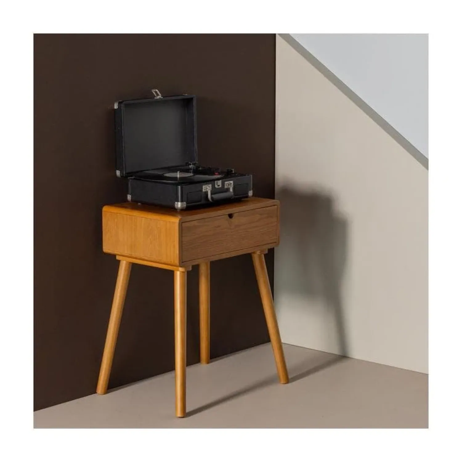 WOOOD Nachtkastjes|Industriele Kasten|Nelo Nachtkastje Bruin 36cm