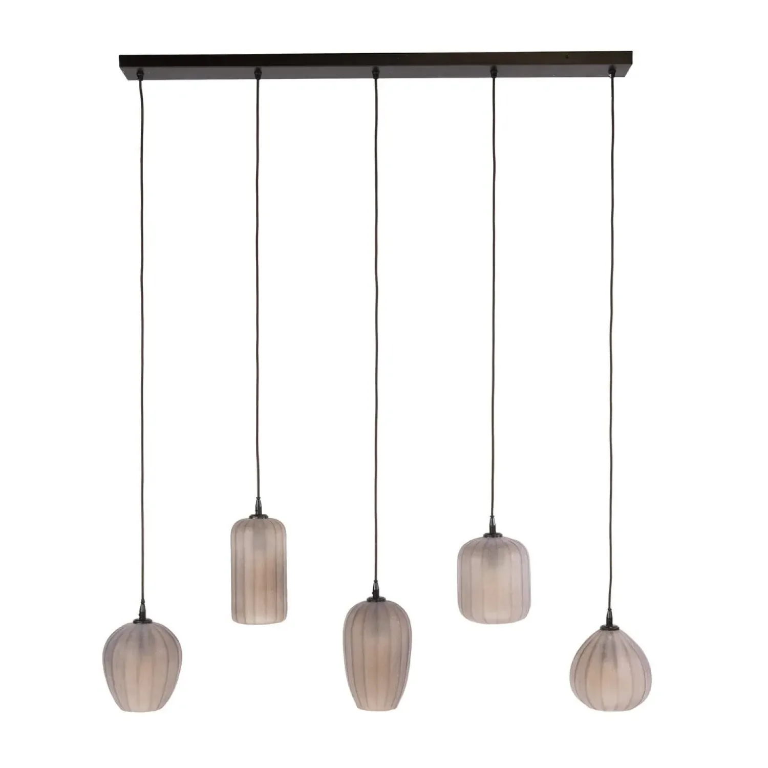 Kalfort Hanglampen|Glazen Hanglamp|Nevada 5-lichts Hanglamp bruin-frosted glas