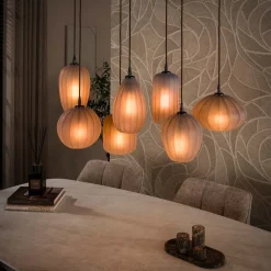 Kalfort Hanglampen|Glazen Hanglamp|Nevada 7-lichts Hanglamp bruin-frosted glas