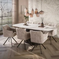 Kalfort Hanglampen|Glazen Hanglamp|Nevada 7-lichts Hanglamp bruin-frosted glas