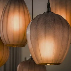 Kalfort Hanglampen|Glazen Hanglamp|Nevada 7-lichts Hanglamp bruin-frosted glas