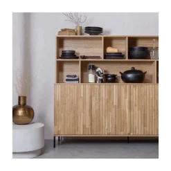 WOOOD Dressoirs|Industriele Kasten|New Gravure Dressoir eiken naturel 200 cm