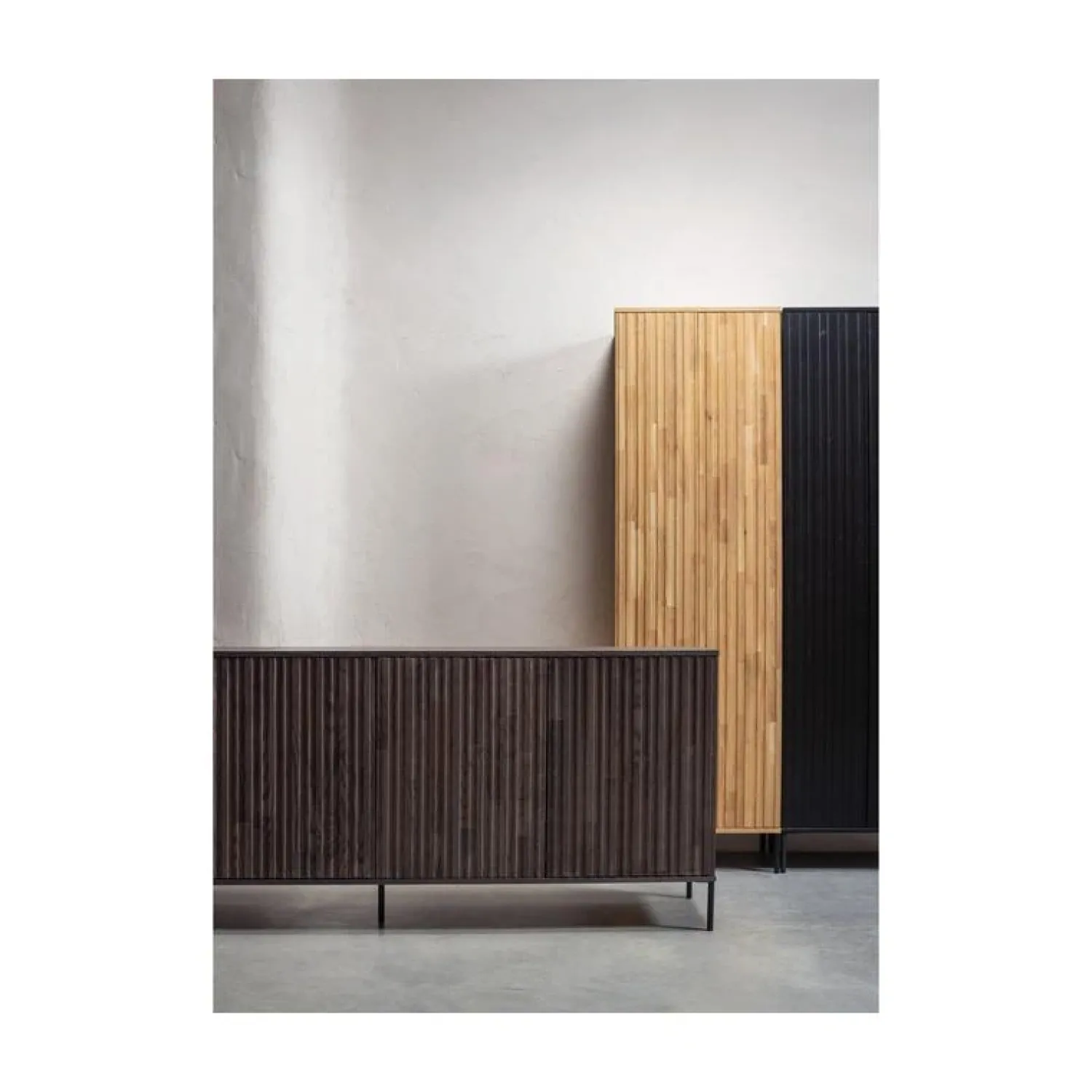 WOOOD Dressoirs|Industriele Kasten|New Gravure Dressoir essen fineer espresso 200 cm