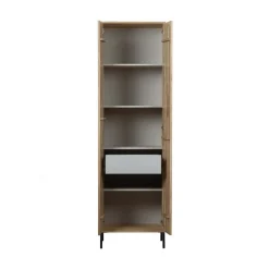 WOOOD Wandkasten|Industriele Kasten|New Gravure Hoge kast met lade eiken naturel 60 cm
