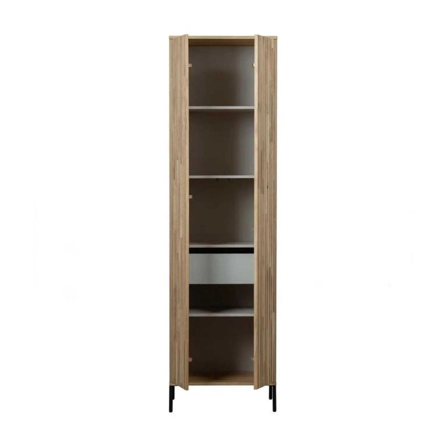 WOOOD Wandkasten|Industriele Kasten|New Gravure Hoge kast met lade eiken naturel 60 cm
