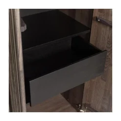 WOOOD Wandkasten|Industriele Kasten|New Gravure Hoge kast met lade essen fineer espresso 60 cm