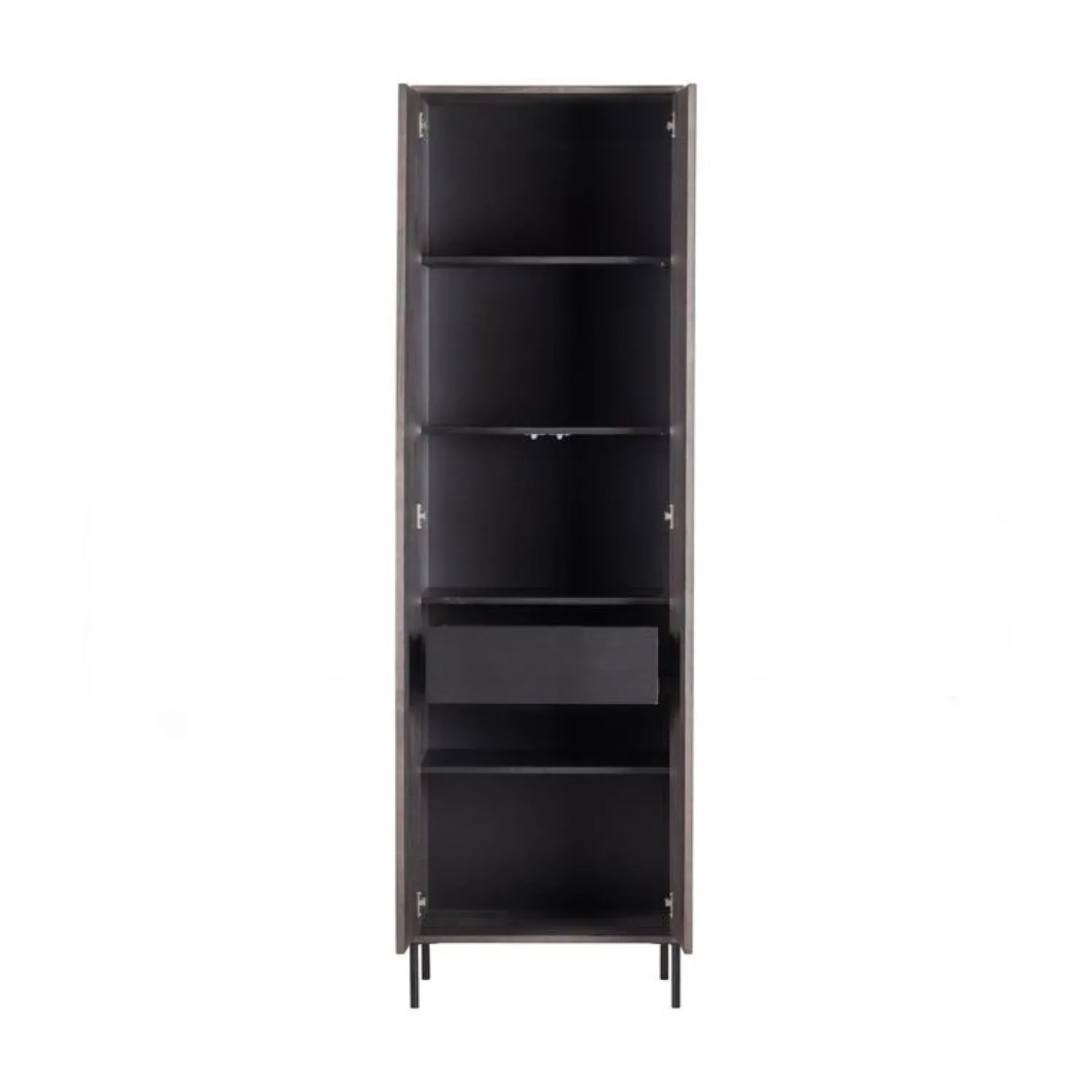 WOOOD Wandkasten|Industriele Kasten|New Gravure Hoge kast met lade essen fineer espresso 60 cm