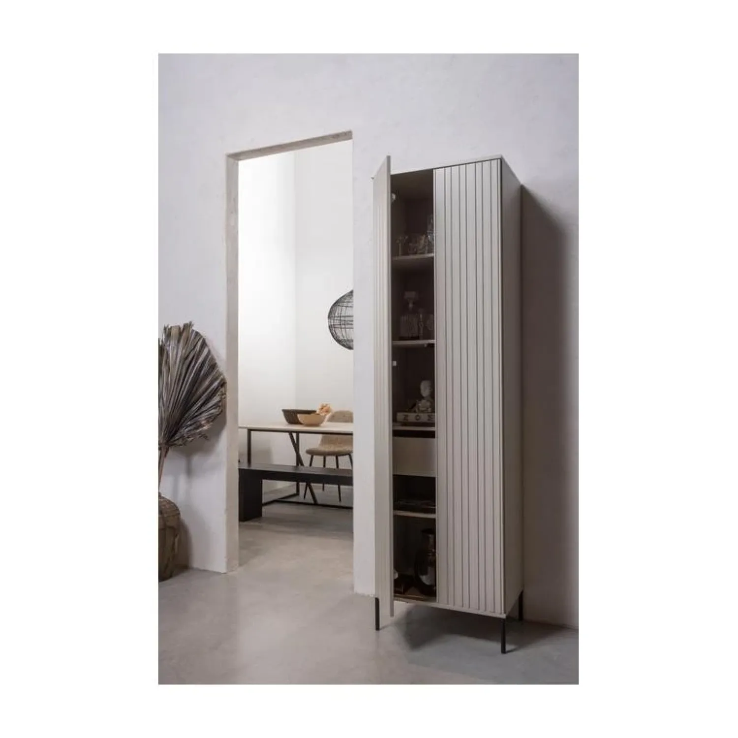 WOOOD Wandkasten|Industriele Kasten|New Gravure Hoge kast met lade grenen dust 60 cm
