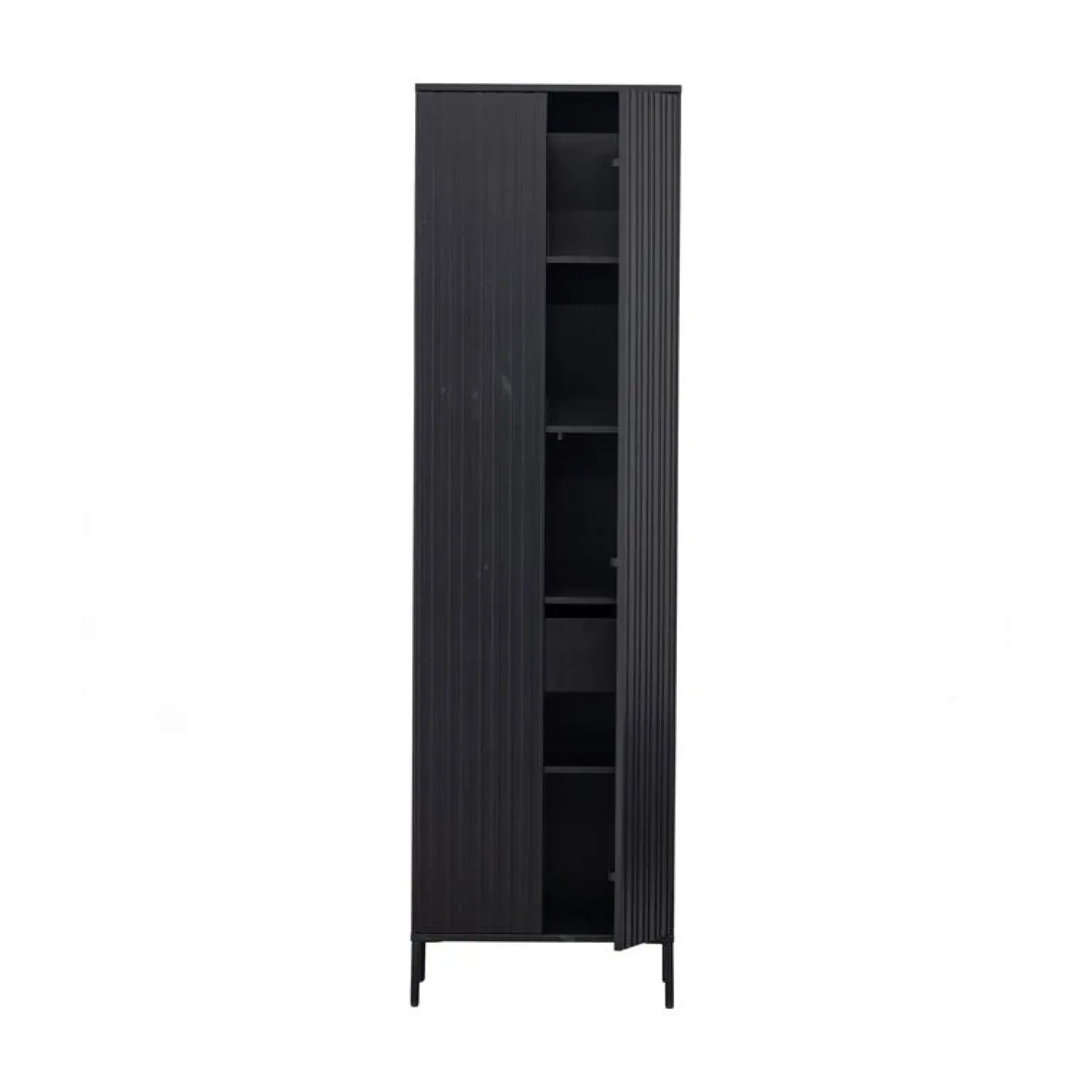 WOOOD Wandkasten|Industriele Kasten|New Gravure Hoge kast met lade grenen zwart 60 cm