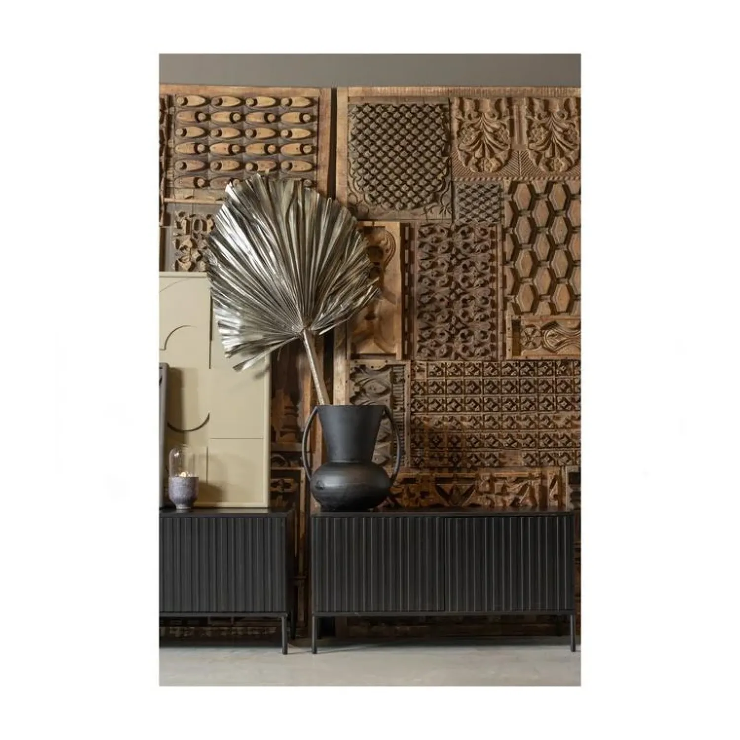 WOOOD Industriele Kasten|Tv Meubels|New Gravure Tv meubel grenen zwart 100 cm