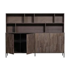 WOOOD Wandkasten|Industriele Kasten|New Gravure Wandkast essen fineer espresso 200 cm