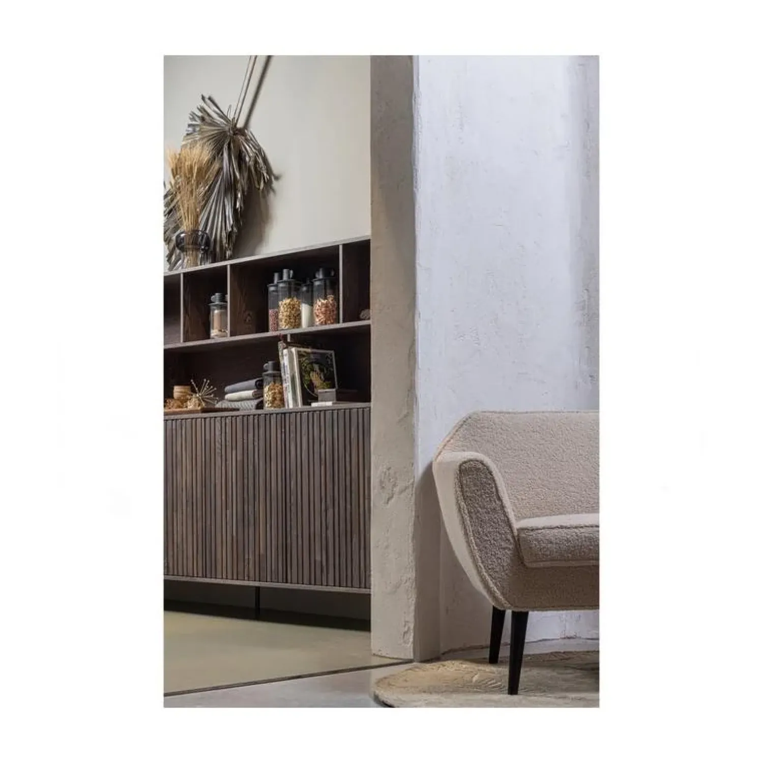 WOOOD Wandkasten|Industriele Kasten|New Gravure Wandkast essen fineer espresso 200 cm