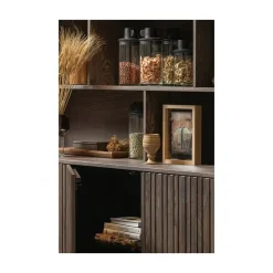 WOOOD Wandkasten|Industriele Kasten|New Gravure Wandkast essen fineer espresso 200 cm