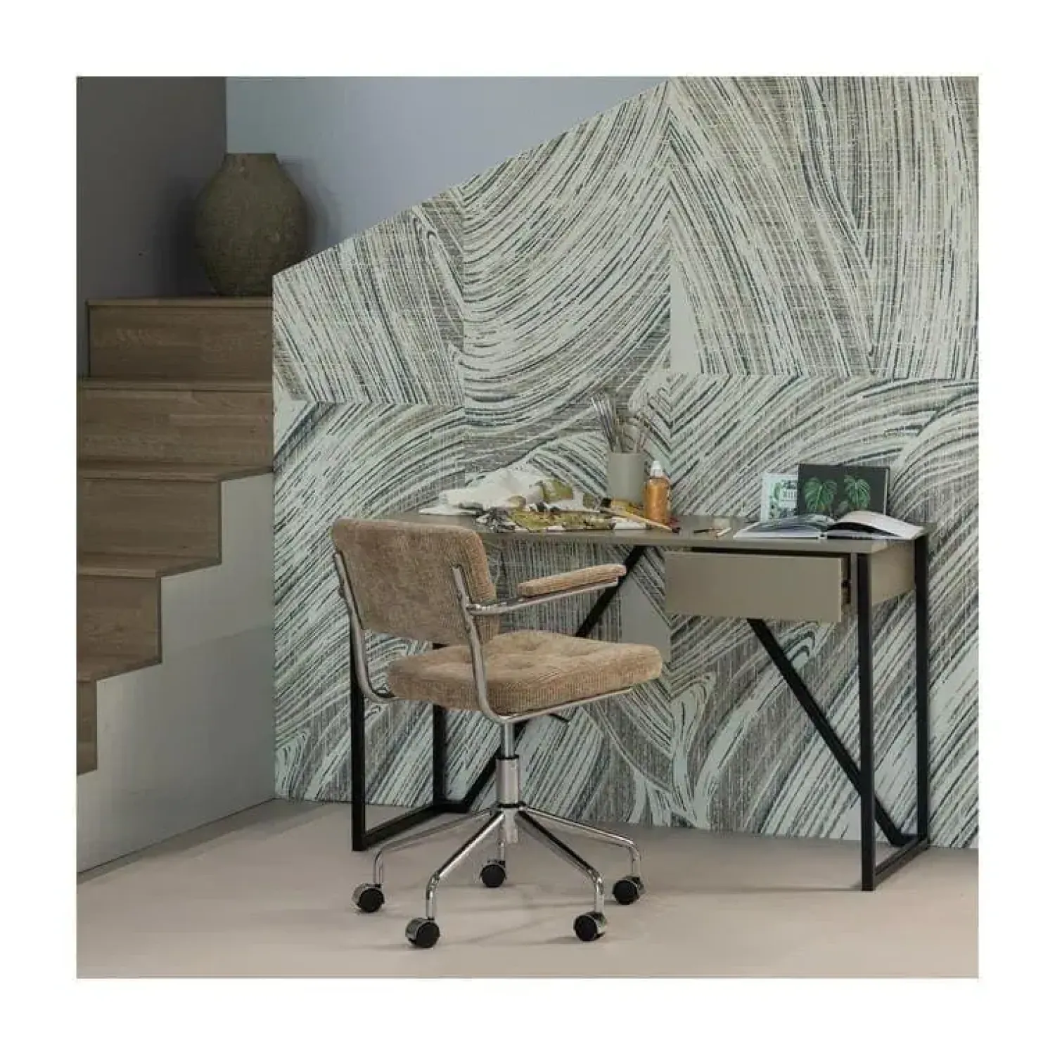 WOOOD Bureautafels|New Julius Bureau Dennenhout Mud 126cm