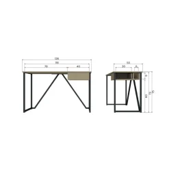 WOOOD Bureautafels|New Julius Bureau Dennenhout Mud 126cm