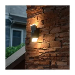 Steinmex Buitenverlichting|Nick 2-lichts Buitenlamp Wand Zwart inclusief lichtbron