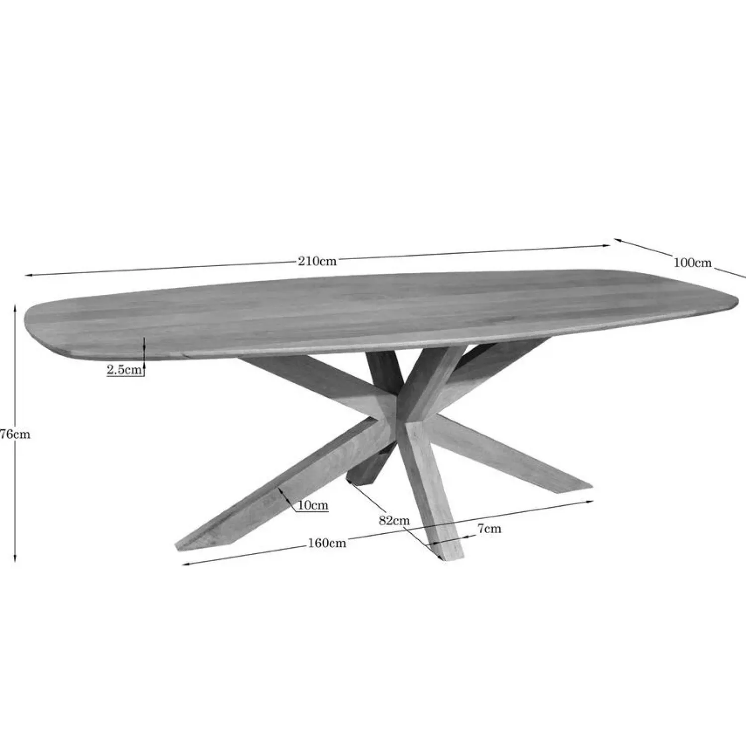 Furndea Eettafels|Nicole Eettafel Deens ovaal Mangohout 210 cm