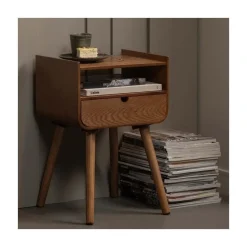 WOOOD Nachtkastjes|Industriele Kasten|Nils Nachtkastje Hout Naturel 36cm
