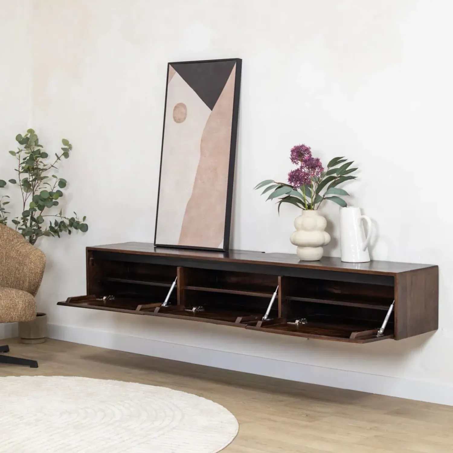Vane Living Industriele Kasten|Tv Meubels|Nils Zwevend Tv meubel walnoot 200cm