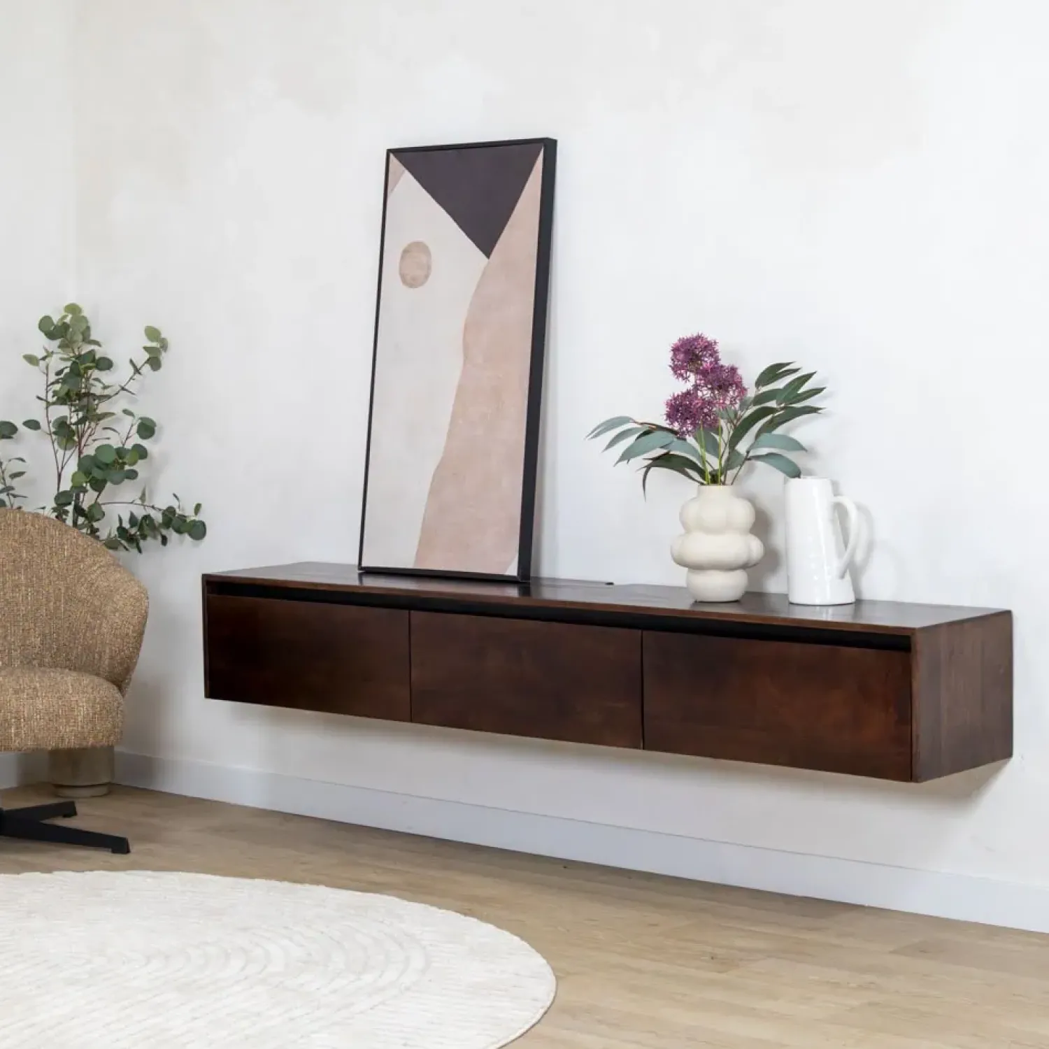 Vane Living Industriele Kasten|Tv Meubels|Nils Zwevend Tv meubel walnoot 200cm