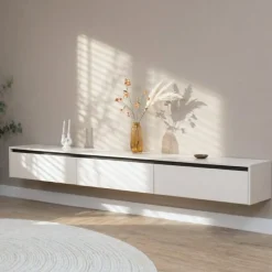 Vane Living Industriele Kasten|Tv Meubels|Nils Zwevend Tv meubel zand 240cm