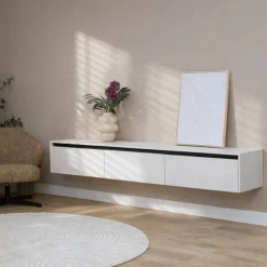 Vane Living Industriele Kasten|Tv Meubels|Nils Zwevend Tv meubel zand 200cm